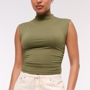 A&F Olive Mock Neck Crop Top